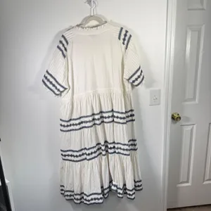 Ivy City Co Santorini White Blue Embroidered Tiered Maxi Dress Boho Womens 2x? thumbnail 7