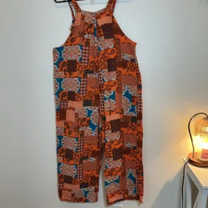 Vtg Patchwork Paisley Wide‎ Leg Overalls Jumpsuit Boho Festival Cottagecore S/M thumbnail 6