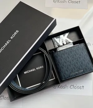 Michael Kors Mens Signature Belt & Billfold Wallet Set - Admiral/ Pale Blue thumbnail 1