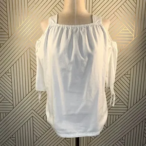 Madewell Cold Shoulder Top in‎ White Wash thumbnail 3
