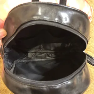 Cat and Bow Mini Black Backpack.Cat zippers,Like leather.Front pockets,2 inside thumbnail 4