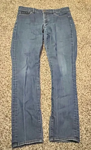 LOFT Curvy Skinny Jeans Womens‎ 10 30 Dark Wash Blue Denim Mid Rise Stretch thumbnail 1