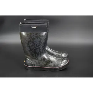 Bogs Rain Boots Women Size 9 Black Floral Damask Waterproof Neoprene Good thumbnail 2