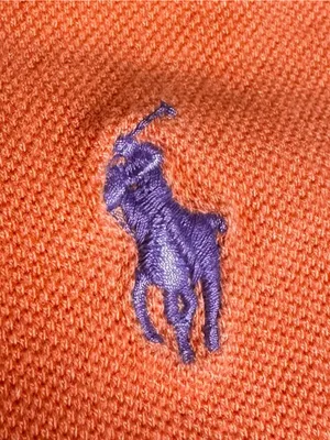 Ralph Lauren Polo Shirt Womens Large Peach Orange Lilac Classic Fit Preppy Y2K thumbnail 3