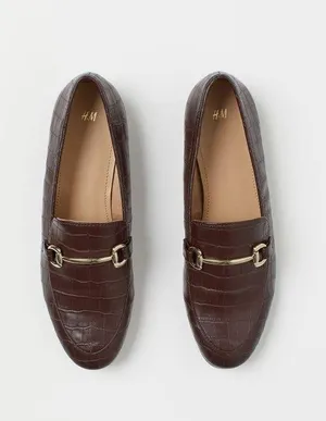 H&M Brown Crocodile Embossed Loafers thumbnail 1