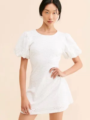 Free People Apricot Rose Sky Blue Puff Sleeve Ruffle Mini Dress Size XS thumbnail 13