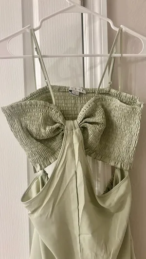 NWOT Sage Green Cutout Romper With Smoked Bust Size Large thumbnail 4