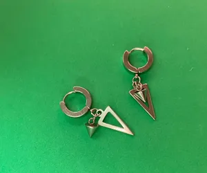 Titanium Steel Spike Dangle Drop Earrings for Men Women,Punk Hip Hop Earrings thumbnail 3