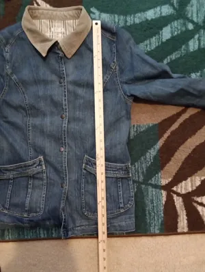 Outback Co Chesterfield Denium Barn Jacket Short Coat Couduroy Collar Cuffs M thumbnail 12