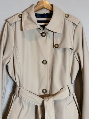 Tommy Hilfiger Belted Trench Coat Womens Medium Beige Lightweight Preppy Classic thumbnail 7