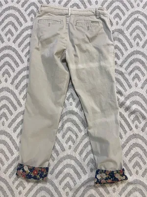 ANTHROPOLOGIE // CHINO Khaki Relaxed Floral Patched Distressed Chino Pants 28 thumbnail 4