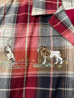 Vintage Bobbie Brooks Red Plaid Embroidery Lion Womens Shirt Size XL 16/18 thumbnail 5