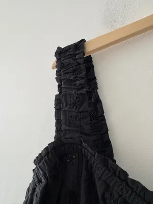 Aerie Black‎ Eyelet Smocked Crop Top thumbnail 3