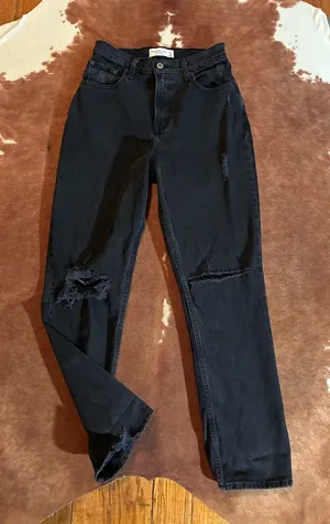 Abercrombie and Fitch the 90's Straight ultra high rise jeans curve love Size 26/2 Short thumbnail 1