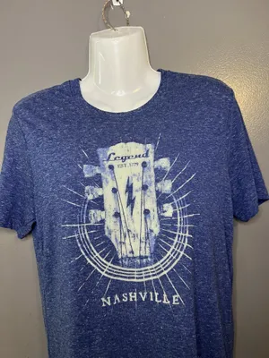 Nashville Legend Guitar Shirt Womens Medium Blue Graphic Music Tee Soft Triblend thumbnail 2
