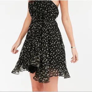 Kimchi Blue Urban Outfitters Black Floral Smocked High Low‎ Mini Dress Large NWT thumbnail 13