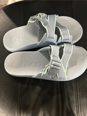 Chacos Women Pale Blue Slide Sandals with Mint Trim thumbnail 5