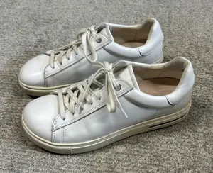 Birkenstock Bend Low Shoes Womens 9.5 White Leather Sneakers 40 Casual Lace Up thumbnail 1