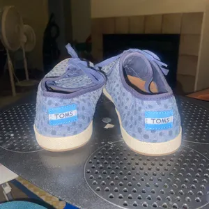Toms Shoes Womens 8 Paseo Casual Lace Up Sneakers 10012995 Blue White Fabric thumbnail 6
