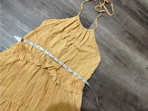 LULUS Downright Darling Mustard Yellow Ruffled Halter Mini Dress thumbnail 7