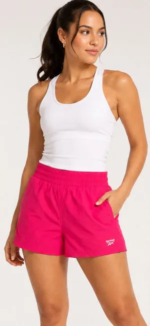 Reebok Women’s Relaxed Marathoner Track Shorts Pink Size Small NWT thumbnail 1