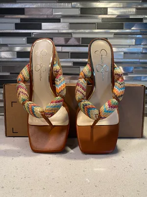 NWT  Colorful Thong Block Heel thumbnail 5