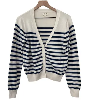 Pact Organic Cotton Earthcore Gritty Boho Granola Girl Striped Cardigan Sweater thumbnail 1