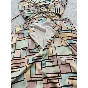 12th Tribe Geometric Strappy Midi Dress Multicolor Sweetheart Size L thumbnail 12