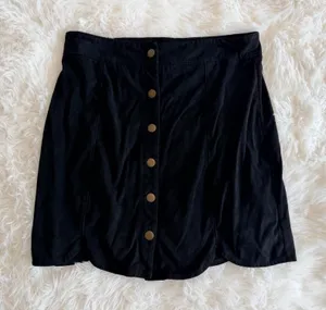 Ivy + Main Black Faux Suede Button Front Mini Skirt Size M thumbnail 1