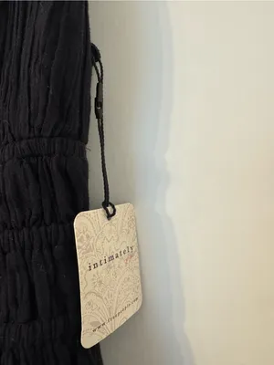 NWT Free People Intimately Delia Asymmetric Raw Hem Cotton Dress in Black Size X thumbnail 5