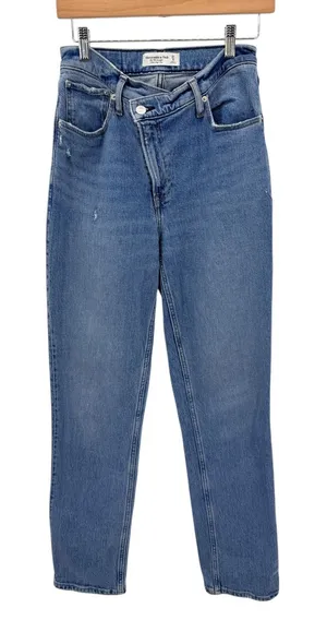 Abercrombie Fitch The‎ 90s Straight Ultra High Rise Jeans Medium Wash Size 27 4L thumbnail 1