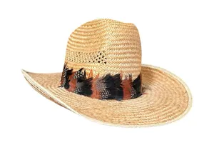 Vtg. Hush Puppies woven straw western cowboy hat thumbnail 1