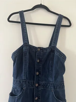 Universal Thread 100% Cotton Denim Mini Dress 8 Button Front Western Cowgirl thumbnail 2