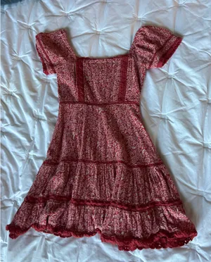 American Eagle Red Mini Dress Floral thumbnail 1