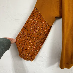 Anthropologie Orange Knit Pullover Sweater Womens S Floral Sleeve Fall Boho thumbnail 3