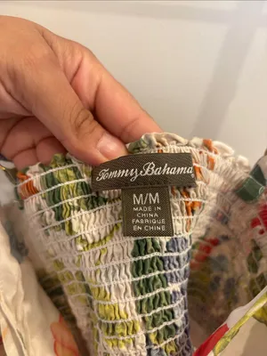 Tommy Bahama 100% Silk Floral Midi Sundress Smocked Tropical M thumbnail 2