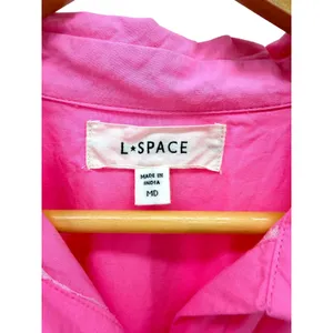 L Space Womens‎ Neon Pink Cotton Button Down Shirt Long Sleeve Relaxed Fit MD thumbnail 3