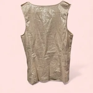 Cute Express pink blush shimmer ruffle collar sleeveless scoop neck flowy top thumbnail 3