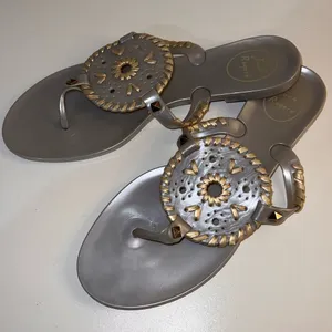 Jack Rogers Sandals Georgica Silver Jelly Thong Size 8 thumbnail 2