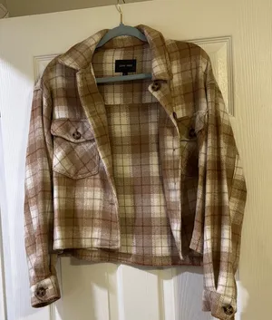 Love Tree Women's Plaid Jacket - Brown thumbnail 1