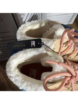 NWT Sorel Elvie cozy lace up Ankle boot waterproof tan suede sherpa booties sz 8 thumbnail 9