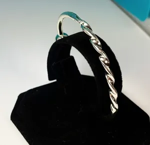 Silver Tone Twisted Cuff Bangle thumbnail 3
