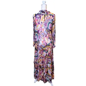 Anthropologie The Marais Printed Chiffon Maxi Dress‎ XS Boho Tiered Ruffle thumbnail 3