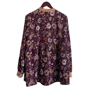 Dlp‎ Womens Boho Floral Babydoll Tunic XL Plum Peasant Whimsical Earthy Cottage thumbnail 2