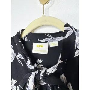 Anthopologie Maeve Black Floral Adagio Ruffle Collar Tie Top Small thumbnail 4