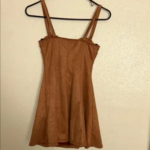 Tan Brown Sweetheart Neckline Mini Sundress thumbnail 2
