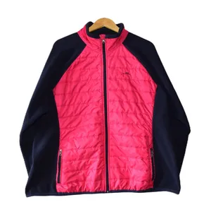 Lauren Ralph Lauren Active Jacket Womens XL Pink Navy Hybrid Quilted Fleece Zip thumbnail 1