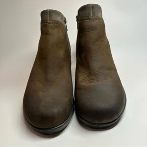 Keen Leather Booties Wedge Heel Chukka Boots Taupe Brindle Sz 8 38.5 Brown Lined thumbnail 2