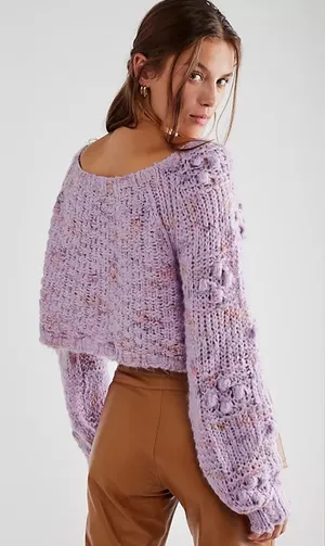 Free People sunset‎ cloud pullover Purple Lavender Knit Sweater thumbnail 1