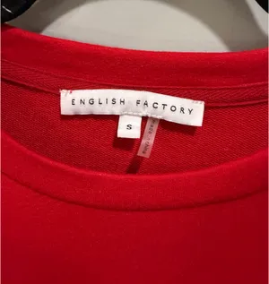 English Factory Mixed Media Ruffle Detail Puff Sleeve Mini Dress Red thumbnail 5